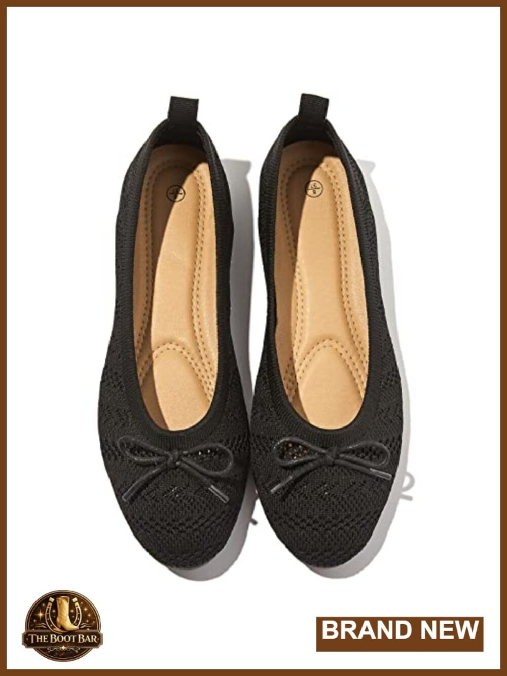 Women's Crochet Lace Ballet Flats Round Toe Bow Memory Foam Low Heel Dress Shoes